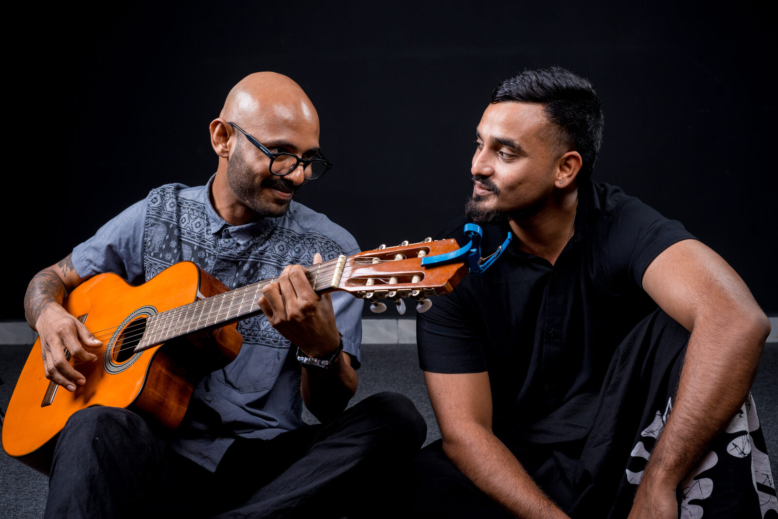 The duo playing together